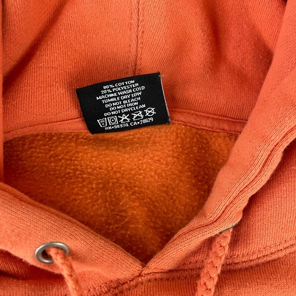 Stussy Men’s Pullover Orange Hoodie Sweatshirt w/ Embroidered Butterfly - Picture 9 of 12